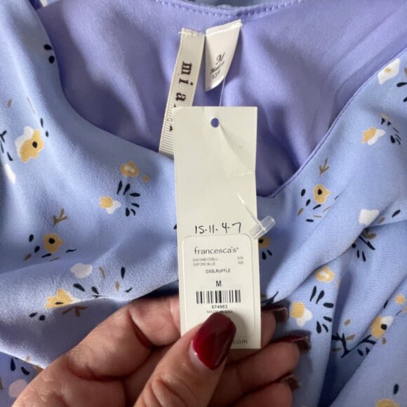 Francescas Floral Blue Sleeveless Midi Dress M 100% Polyester USA Cottagecore - Picture 7 of 10